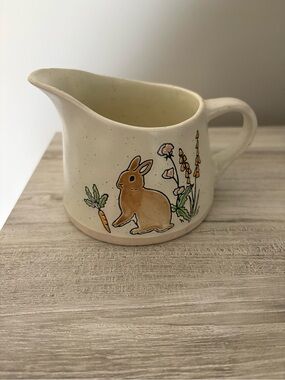 Eli & Ana Handmade Ceramic Creamer Mug w/ Rabbit, Cottagecore Kitchen Modern
